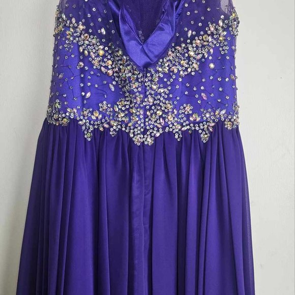 Charming Purple Prom/Grad Dress with Jewels and shawl, Size 14 - Picture 4 of 10